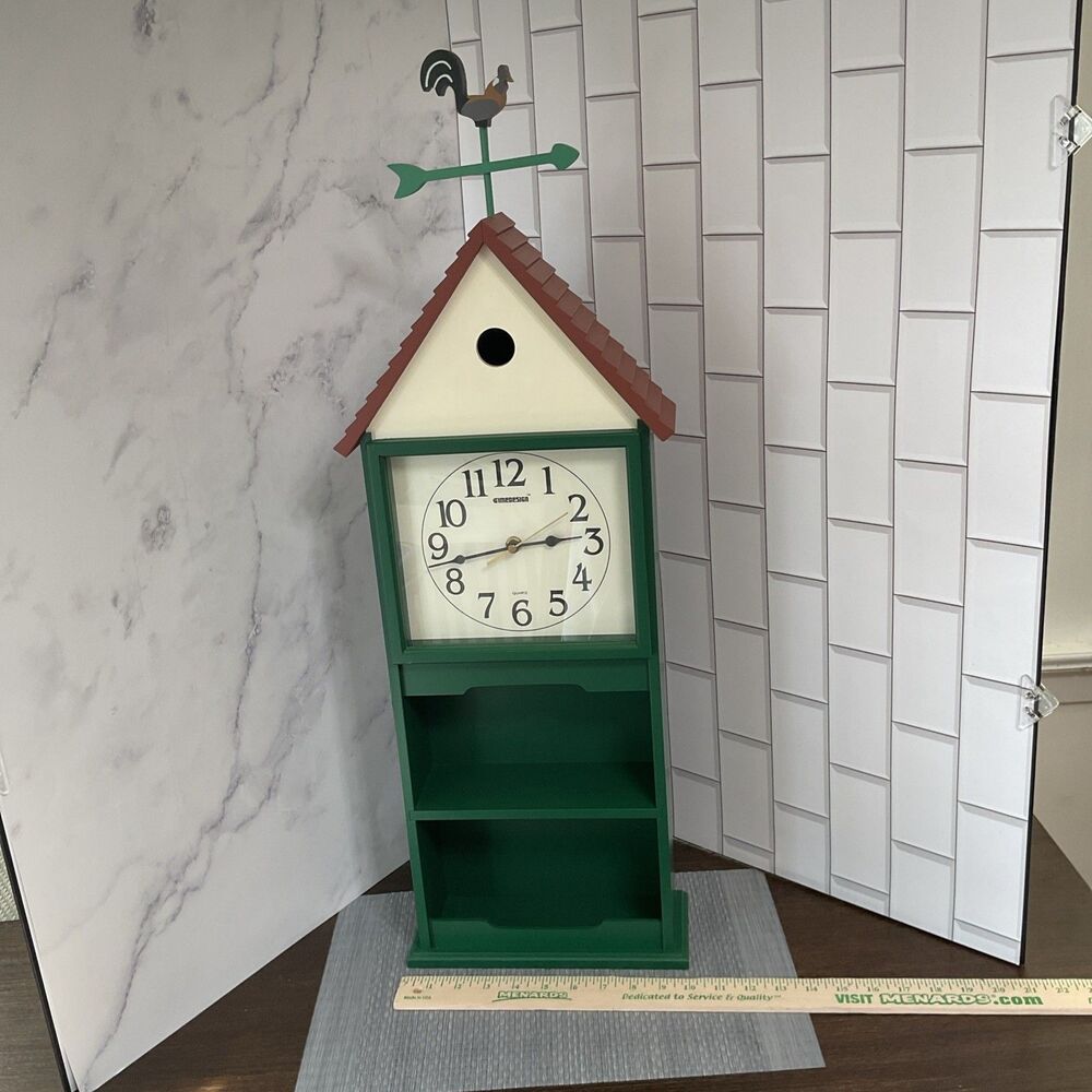 Farmhouse style Birdhouse Clock wood IME Design 30” x 10”